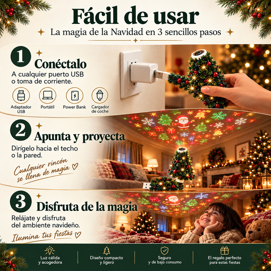 Proyector Navideño USB 6 Escenas